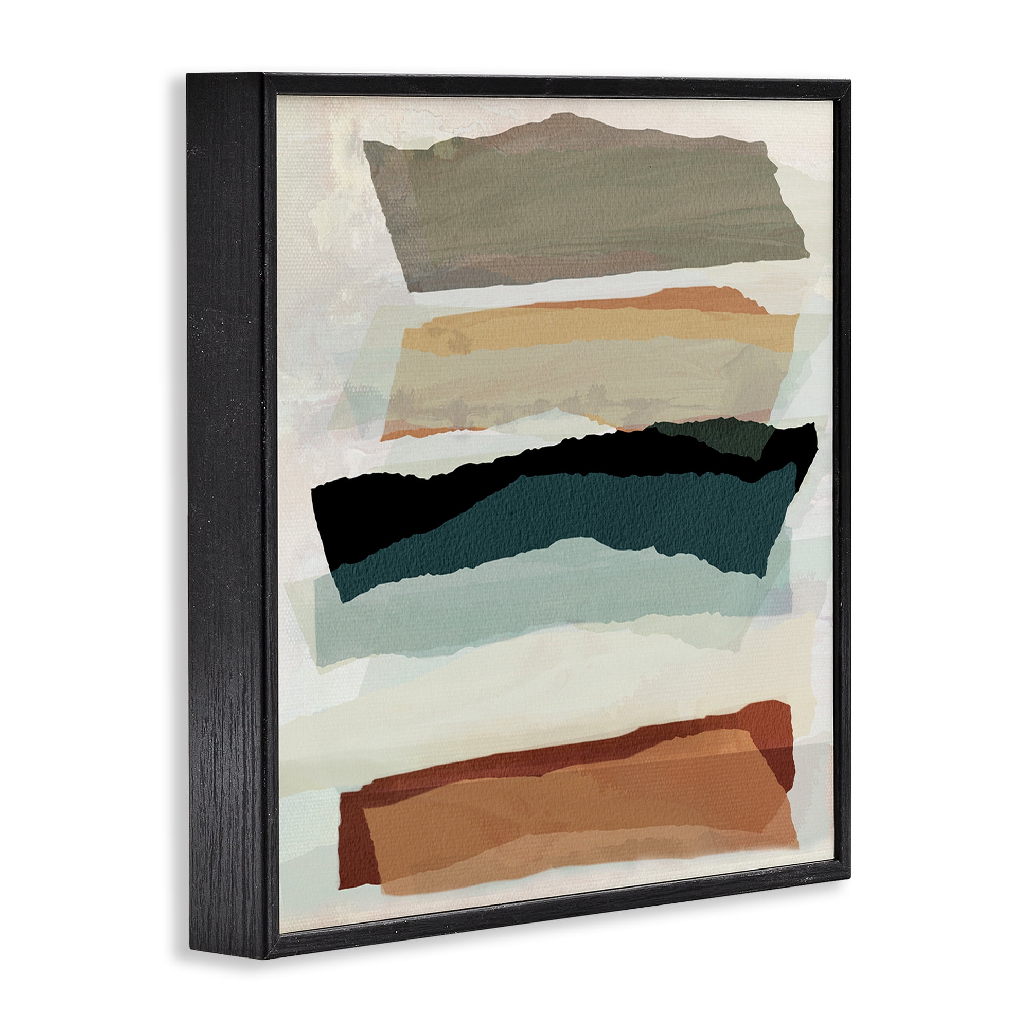 Stupell Industries Southwestern Layered Shapes Abstract Painting Black Framed Art Print Wall Art, 12 x 12