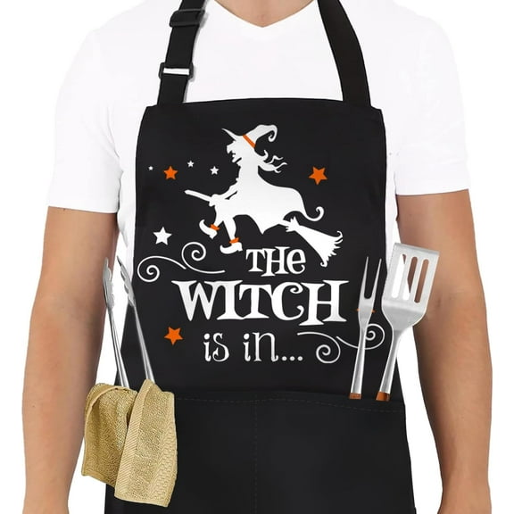 Holiday Aprons for Men Women, Thanksgiving Halloween Fall Aprons Gifts, Festival Matching Apron with 2 Pockets