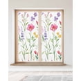 thumbnail image 2 of Window Privacy Film Spring Wildflowers Stained Glass Window Film Decorative Sun Block Window Cover Farmhouse Botanical Floral Window Clings Static Adhesive Sticker for Bathroom 23.6"x59", 2 of 7