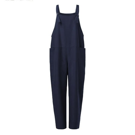 

Quealent Jumpsuits For Women Womens Plus Size Overalls Casual Loose Dungarees Romper Baggy Playsuit Jumpsuit Navy M