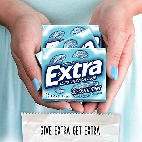 EXTRA Gum Smooth Mint Chewing Gum, 15 Pieces (Pack of 10)