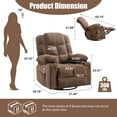 thumbnail image 3 of Sesslife Swivel Rocker Recliner Chair with Heat and Vibration Massage, Manual Fabric Lounge Chair with Side Pockets, 2 Cup Holders, USB Charge Port, Single Sofa Chair for Bedroom Theater, Brown, 3 of 8