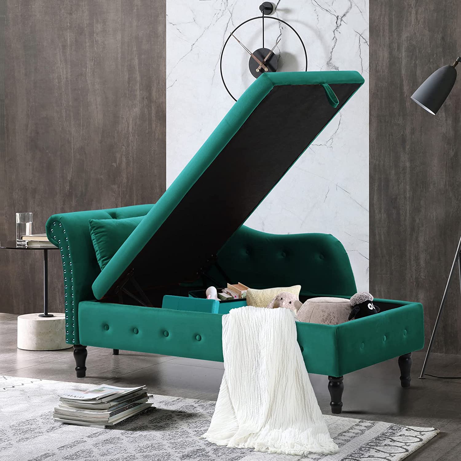 Storage Chaise Lounge Zarler Velvet Indoor Upholstered Sofa Recliner ...
