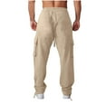 thumbnail image 4 of HAOTAGS Mens Loungewear Pants, Relaxed Fit Breathable Adjustable Drawstring Elastic Waist Pants Khaki 2XL, 4 of 4