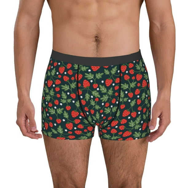 Balery Strawberry Calzoncillos bóxer para hombre, ropa interior de algodón suave y transpirable con cinturilla de nailon-Small