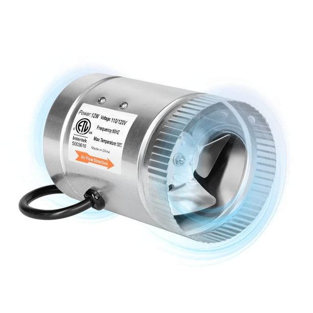 Ventilador de conducto elevador en línea iPower de 4 pulgadas, 100 CFM, 12 W, 110/120 V