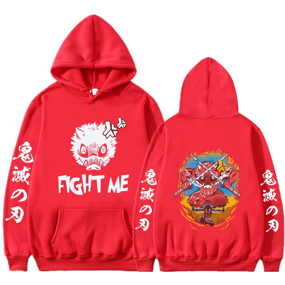 Camiseta Negra Suelta Japon Anime Demon Slayer Sudadera Con Capucha Kimetsu No Yaiba Funny Jaar Head Inosuke Larga