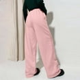 thumbnail image 3 of APEXFWDT Women's Warm Wide-Leg Pants Stylish Athletic Drawstring Trousers Loose Fit Solid Color Lounge Pants with Pockets,XXL,Pink, 3 of 9