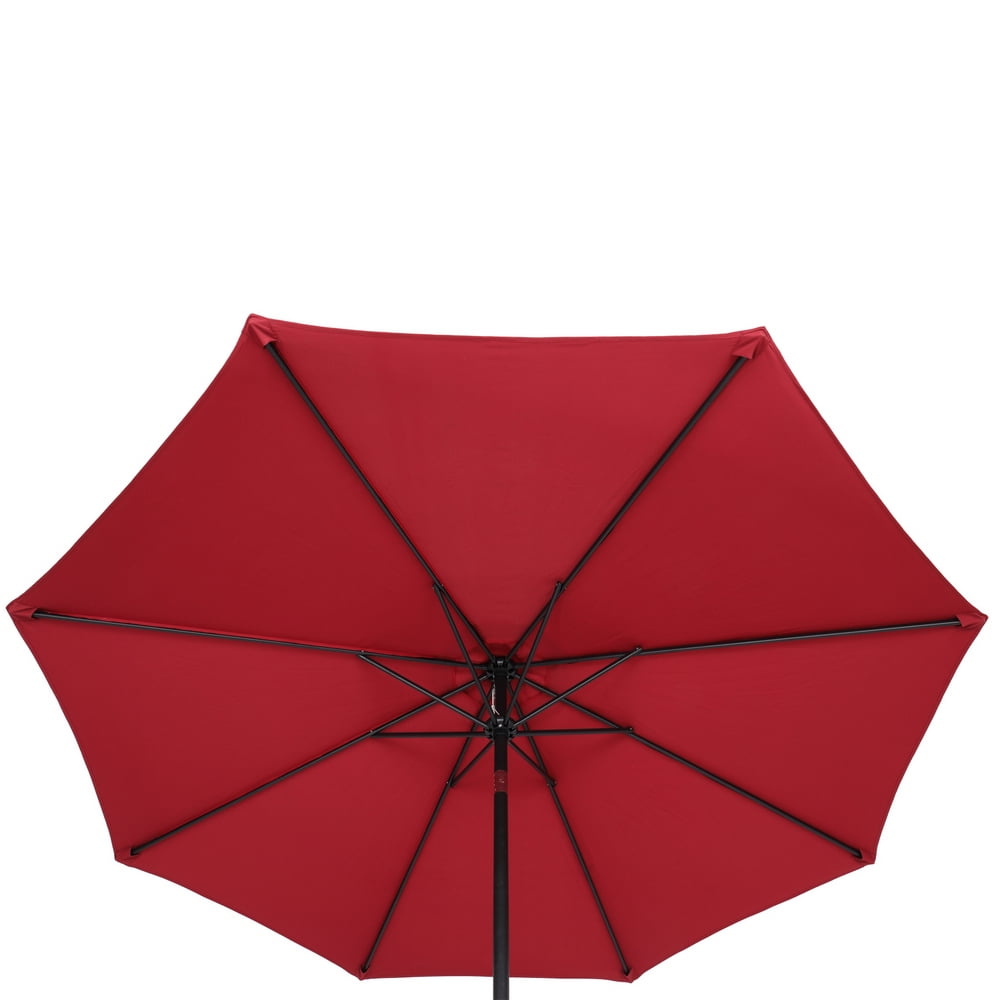 Kepooman 9FT Patio Umbrella Outdoor Market Table Umbrella, Cantilever Patio Umbrella Without Base for Garden, Lawn, Backyard & Pool, Wine Red