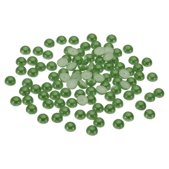 Uxcell 1500Pcs Flatback Pearls Beads for Crafting, 4mm Half Round Resin Beads Flatback Pearls for Nail Charms, Green