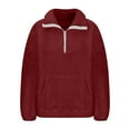 thumbnail image 5 of Cmfcve Fleece Athletic Half Zip Woman Hoodies & Sweatshirts Long Sleeve Loose Fit Work Shirts Blouse Soft Winter Pullover Clothes Tops with Pockets, 5 of 7