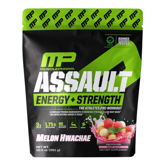 MusclePharm Assault Energy   Strength, Pre-Workout, Melon Hwachae, 12.4 oz (351 g)