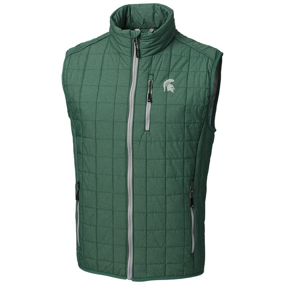 Men's Cutter & Buck Green Michigan State Spartans Rainier Full-Zip Vest