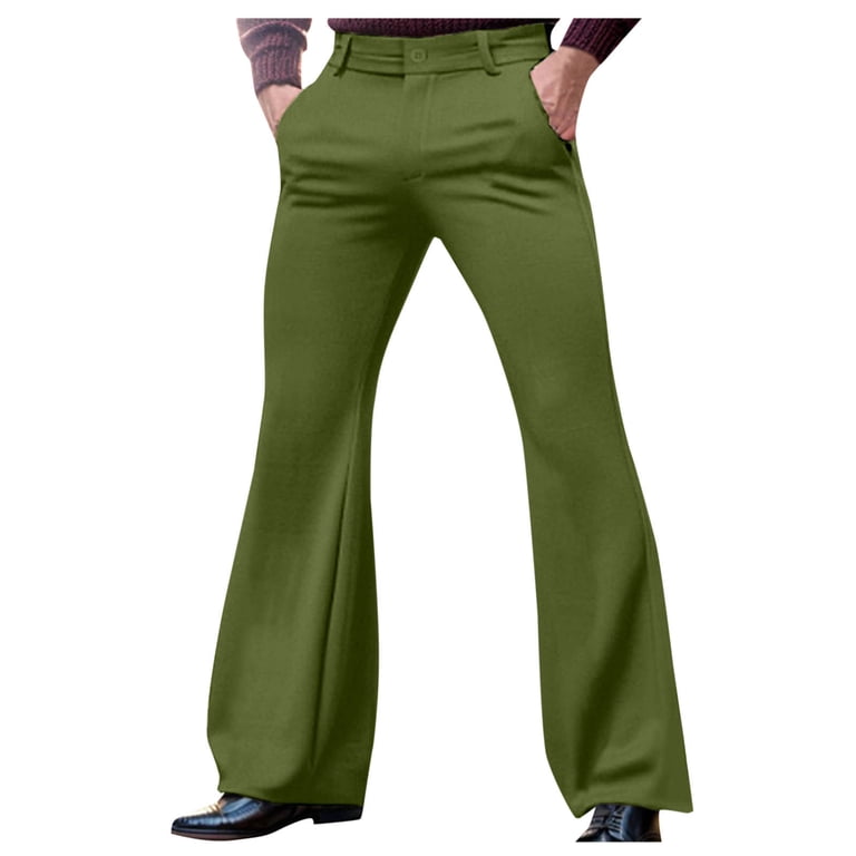 【極美品】70s sears Green flared pants QATAINLAV Flare Pants for Men 60s 70s Vintage Bell Bottom Dress