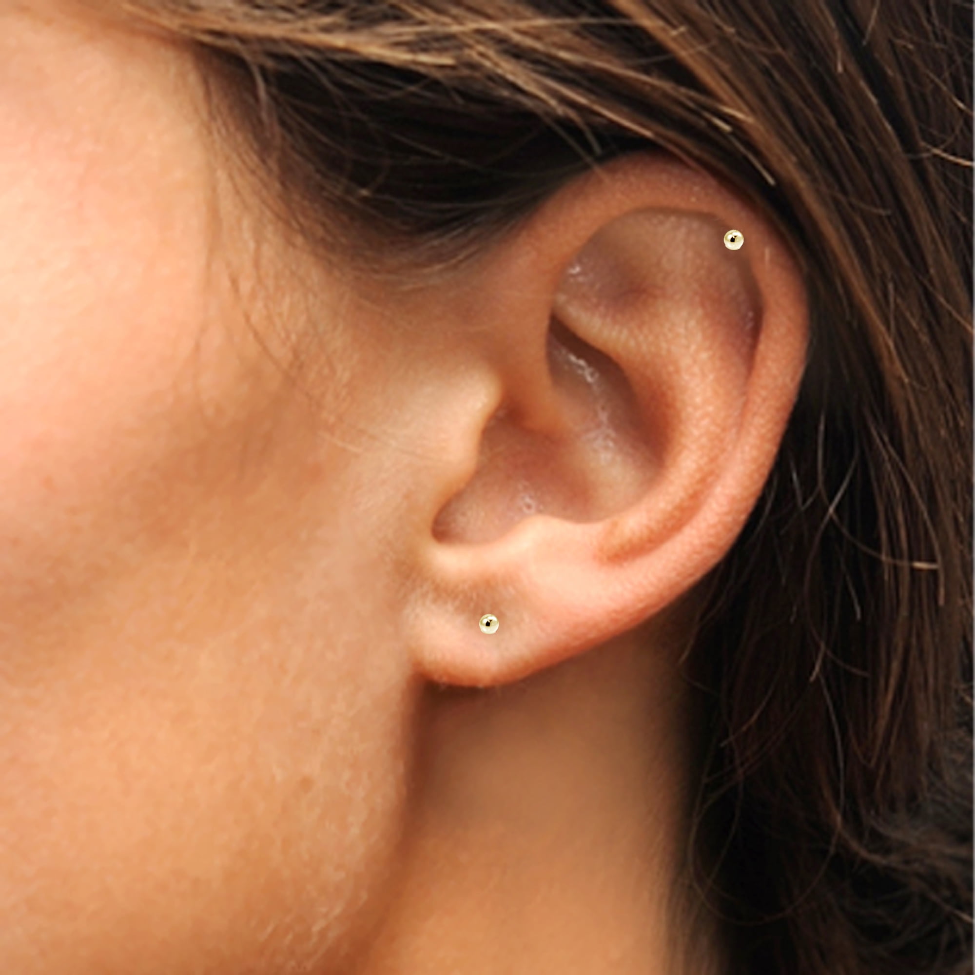 Set of 5 Ball Bead 2mm Stud Earrings in Gold Flash 925 Sterling Silver