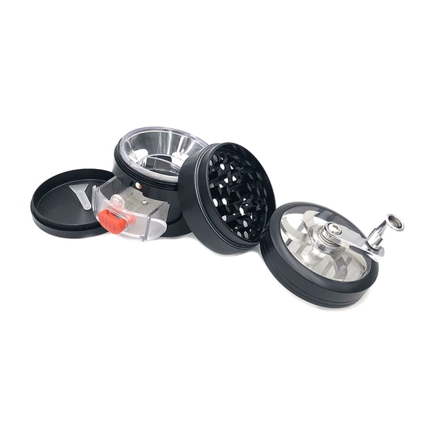 Molinillo de hierbas arcoíris con mango manual triturador de humo de tabaco con cajón (negro) JShteea Libre de BPA