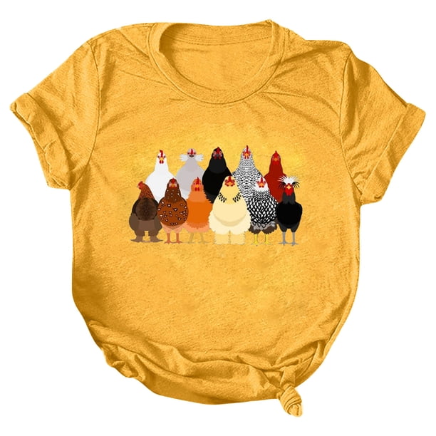 Gibobby Playera de Manga Corta Casual Suave Mujeres Casual Impresión Manga Corta Cuello Redondo Camiseta Suelta Blusa Tops(Amarillo,CH)