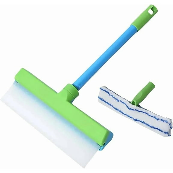Aquaswipe Window Squeegee, AquaSwipe 3-in-1 Recyclable Silicone Window Squeegee Kit, Rotatable Rubber Squeegee with Microfiber Scrubber, Shower Glass Mirror Window Door Cleaner (Blue)