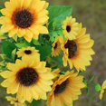 thumbnail image 1 of 13 cabezas de girasoles artificiales, ramo de girasol de seda realista para el hogar del hotel, 1 of 5
