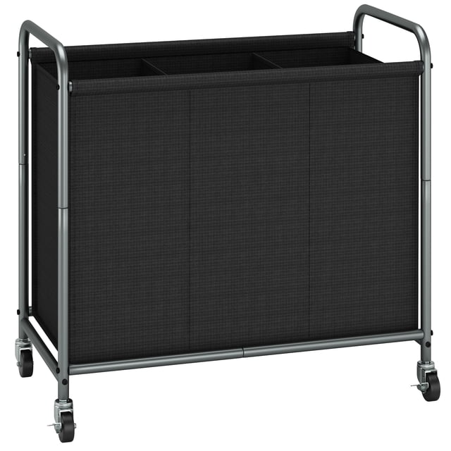 STORAGE MANIAC Cesto para la Ropa Sucia, Cesto para la Ropa Sucia de 165 L con Ruedas Bloqueables, Carro Clasificador de Ropa con Ruedas, Cesto Separador de Ropa, Cesto Divisor para Ropa Sucia, 3 Secc