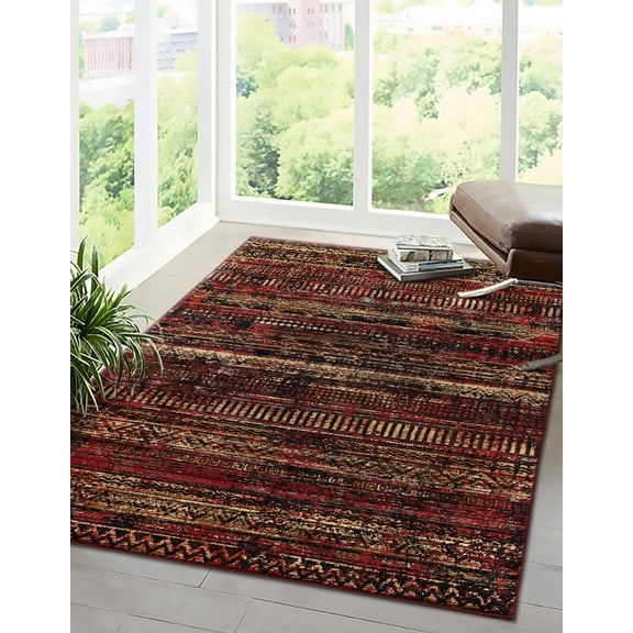 Rugs.com Saturn Collection Rug – 2' x 3' Burgundy Medium Rug Perfect For Entryways, Kitchens, Breakfast Nooks, Accent Pieces