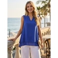 thumbnail image 2 of DARING DIVA Women's Chiffon V Neck Double Layer Flowy Tunic Shirts S Royal Blue, 2 of 8