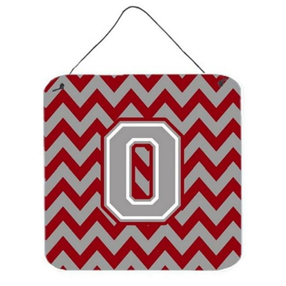 Letter O Chevron Crimson & Grey Wall or Door Hanging Prints