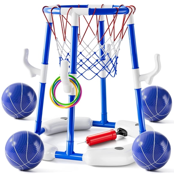 Juego de canasta y aro de baloncesto para piscina WATUDOU con 4 pelotas y bomba