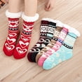 thumbnail image 3 of Calcetines de invierno con empuñaduras para mujer, medias antideslizantes, súper gruesas, suaves, peludas, térmicas, cálidas y acogedoras, forradas de forro polar, para el hogar y Navidad, 3 of 4