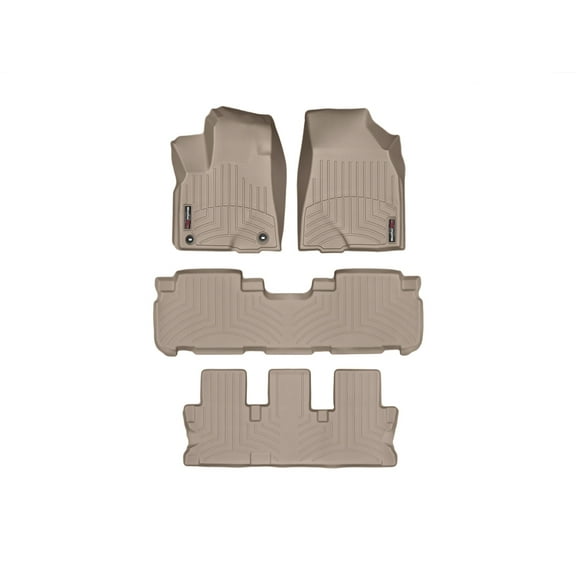 WeatherTech Custom Fit FloorLiners compatible with 2014-2019 Toyota Highlander - Complete Set (1st, 2nd, & 3rd Row), Tan