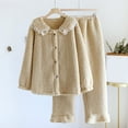 thumbnail image 2 of Annhoo Winter Lounge Sets for Women 2 Piece Warm Flannel Pajamas Cute Lapel Long Sleeve Button Jacket and Plush Pants, 2 of 4