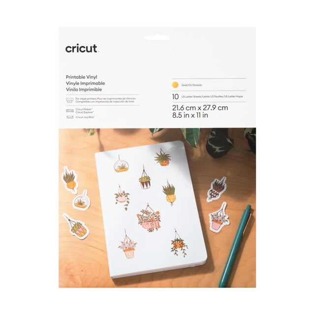 Cricut de vinilo imprimible de 10 hojas doradas para impresora de inyección de tinta