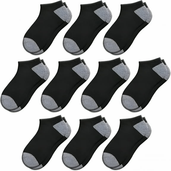 TELOLY 10 Pairs Boys Socks 4-6 6-8 8-10 Years Old Low Cut Ankle Athletic Socks For Kids Short Half Cushioned Socks