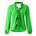 thumbnail image 5 of GigrtiJin Womens Fall Trendy Shirts Long Sleeves Solid Color Fashion Ruffle Tops Ladies V Neck Casual Loose Blouses, 5 of 6
