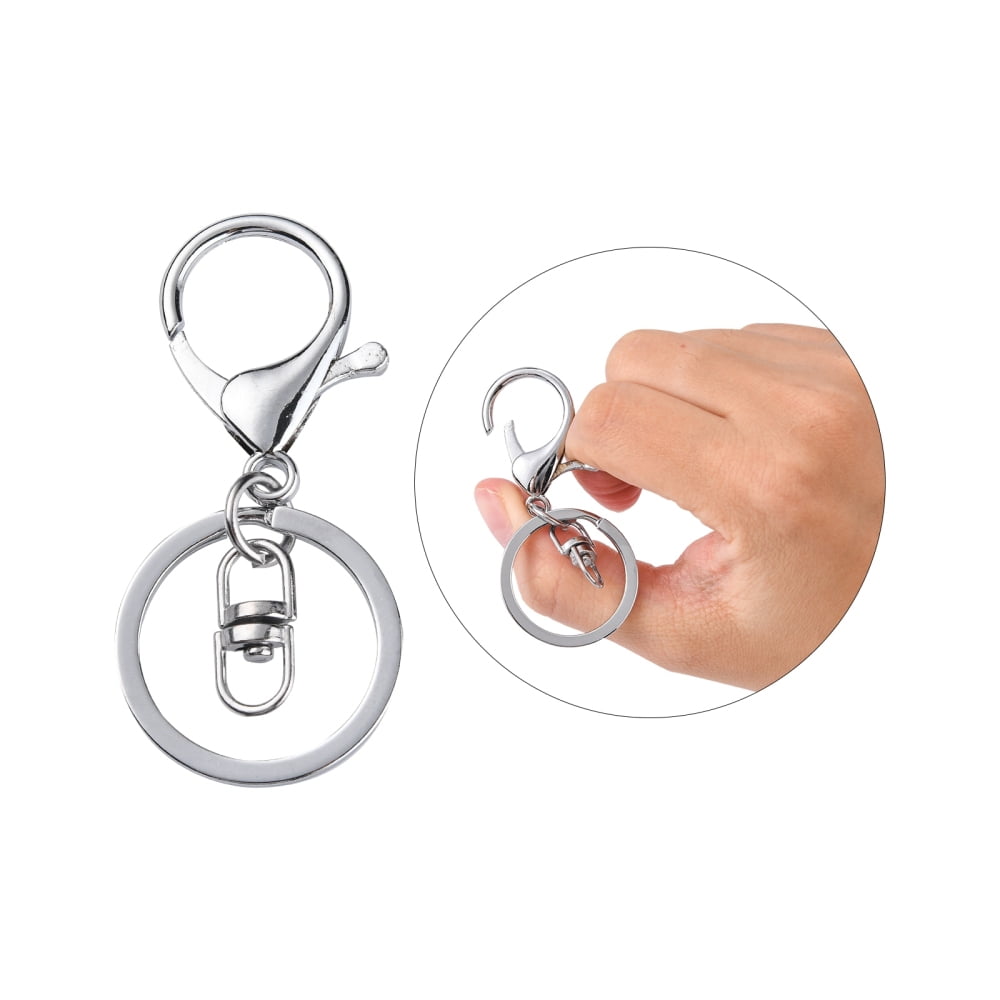 100pc Iron Alloy Lobster Claw Clasp Keychain Platinum 68x30mm