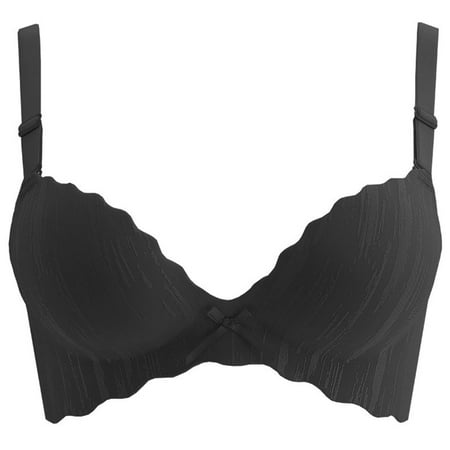 Yyeselk Seamless Bras for Women Push Up Adjustable Straps Wireless Bras Full Coverage Breathable Bra Low Cut Comfy Sexy Bralettes Black 32/70AB