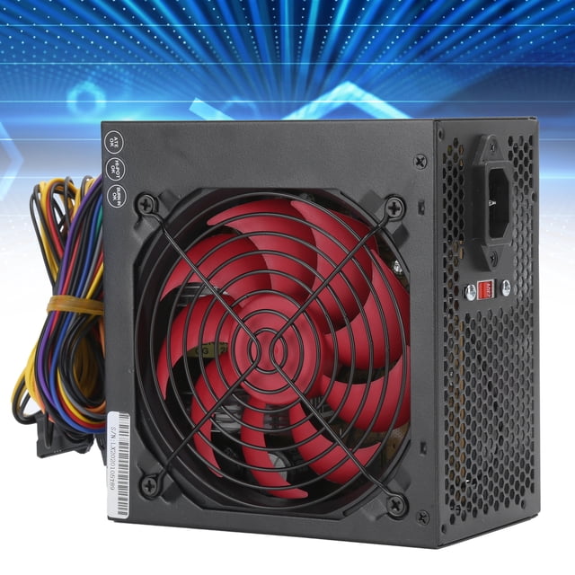 ATX250W Red Fan Power Supply with Manual Adjustable 115/230V for PC Computer Accessories