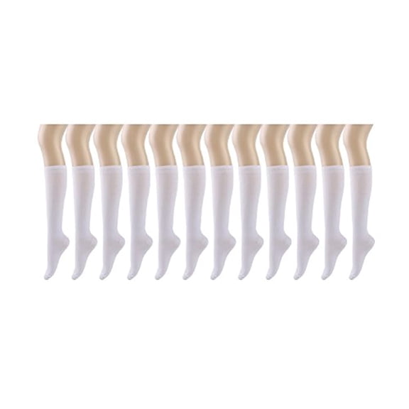 Gelante 12 Pairs Women Knee High Socks - White