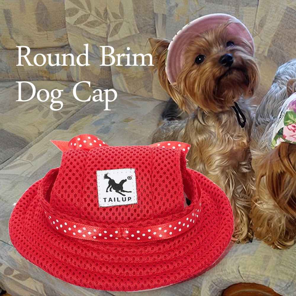 Round Brim Dog Cap Pet Hat Mesh Prorous Sun Cap with Ear Holes for