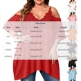 thumbnail image 3 of IUYRTFE Women's Cold Shoulder Lace Trim V Neck Top Short Sleeve Loose Fit Summer Casual Blouse Plus Size, 3 of 5