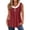 Wine, variant on TAGOLD Womens Round-Neck Tank Top Ruched Button Panel V Neck 2 In 1 Sleeveless Top
