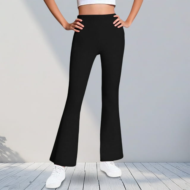 Cowsor Girls Flared Dress Pants – Soft Bell Bottom Uniform Pants for School or Daily Wear