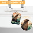 thumbnail image 3 of Sea Lion Square PU Leather Luggage Tags - 2 Pack with Privacy Cover and Stainless Steel Ring - Suitable for Travel, Backpack, Handbag - Suitcase Tags, Travel Tag, 3 of 7
