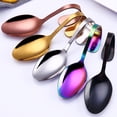thumbnail image 4 of Thick Heavy-Weight Soup Spoons, Stainless Steel Soup Spoons, Table Spoons, Stainless Steel Hotel Buffet Kitchen Curved Handle Dessert Soup Spoon Cutlery, 4 of 8