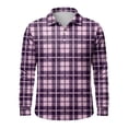 thumbnail image 4 of KKBOTIVE Long Sleeve Plaid Polo Shirts for Men Big and Tall Button Up Shirts Collared T Shirt Textured Knit Tops Men's Fashion, Purple Size: XL, 4 of 4