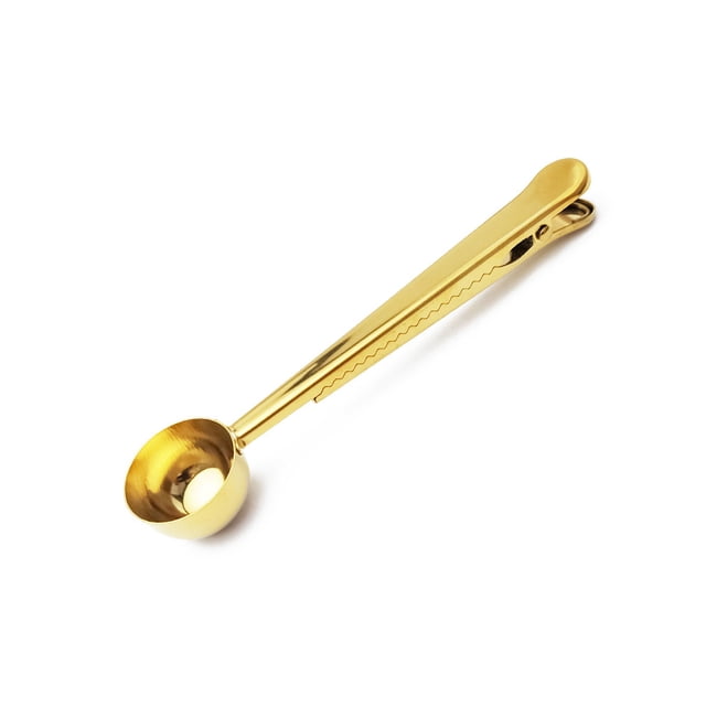 Cucharadita de clip de sellado dos en uno de acero inoxidable café en polvo cucharadita de cocina herramientas de oro 175 * 37 mm TUNC Sencillez