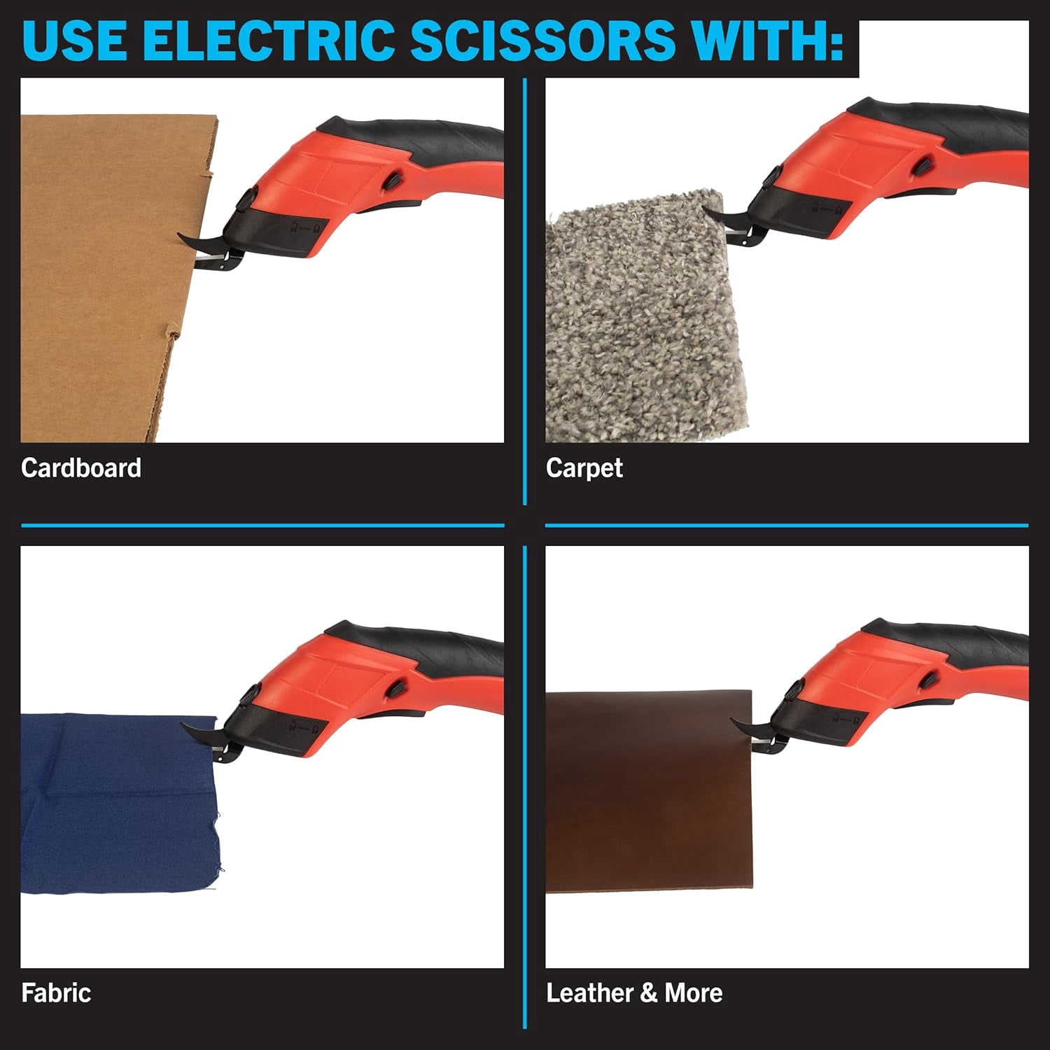 Cordless Electric Scissors Cutter - USB Rechargeable Handheld Cutting Tool with Tungsten Steel Blade for Fabric, Leather, Cardboard and More