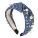 thumbnail image 1 of Diadema de mujer con nudos de cristal perlado Unique Bargains Estilo clásico y casual Diadema para mujeres Azul profundo 5.51"x1.89", 1 of 7