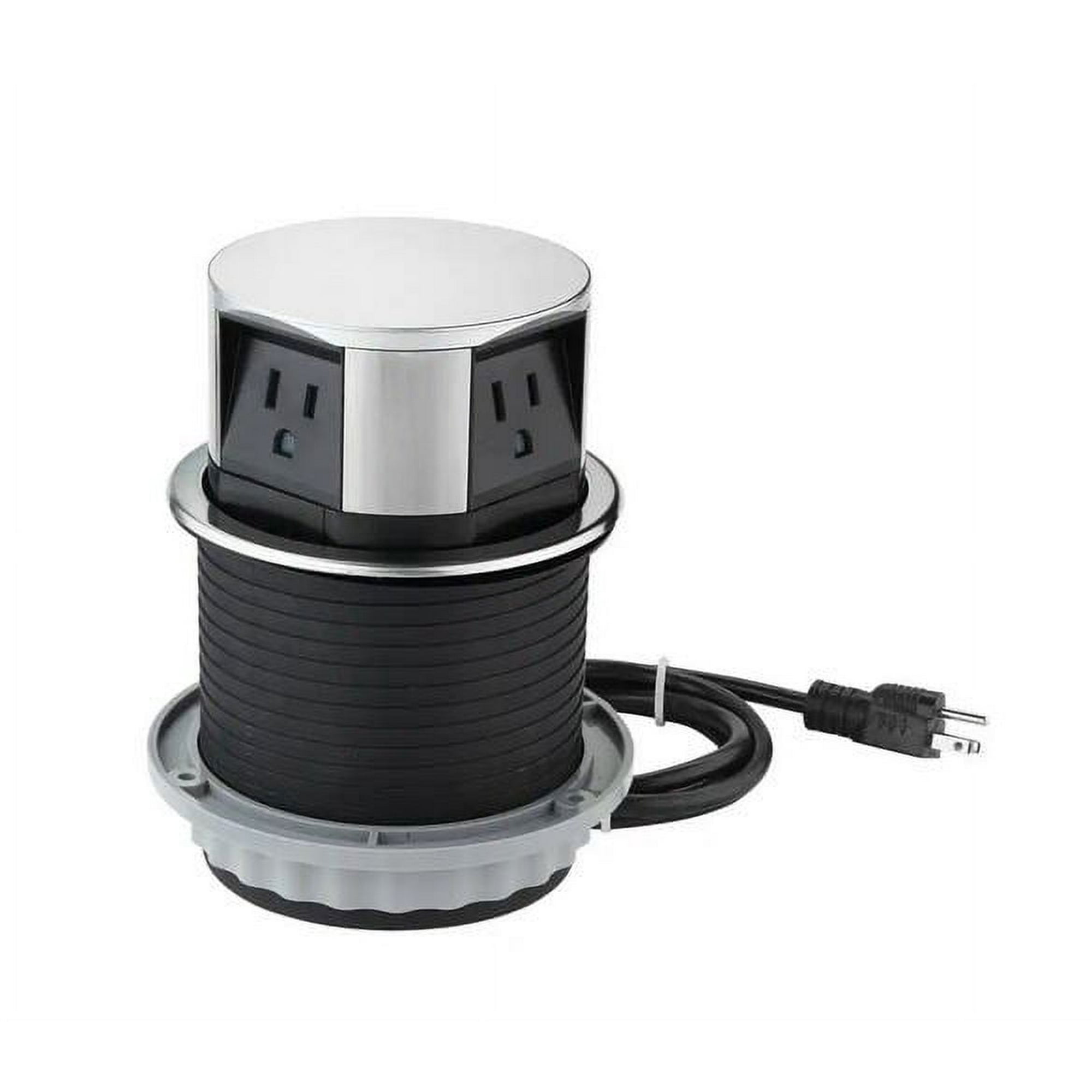 Link2Home Pop Up Outlet with USB, 3 Outlets, 2 USB Ports, Silver