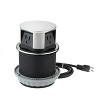 Link2Home Pop Up Outlet with USB, 3 Outlets, 2 USB Ports, Silver